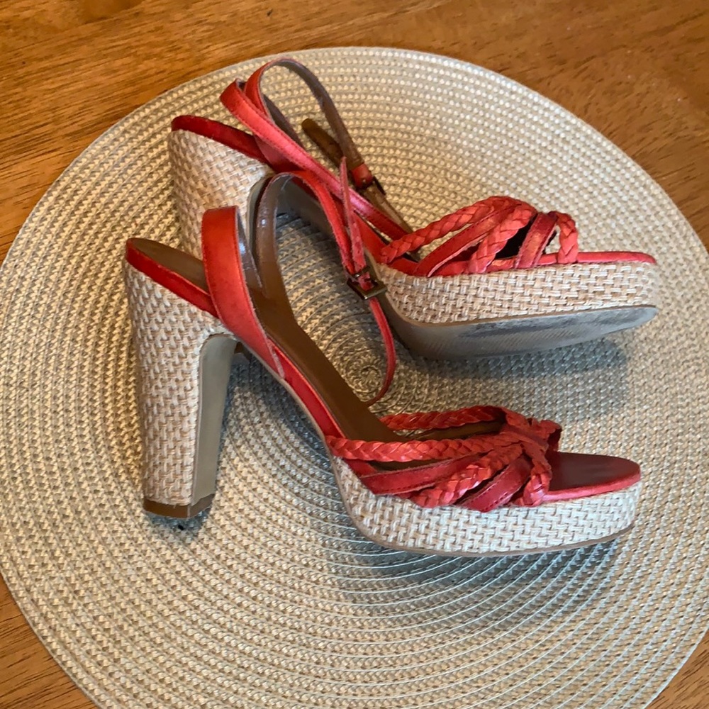 Carlos by Carlos Santana red espadrille platform heels - Picture 1 of 7